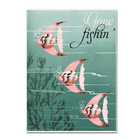 Vintage Apple Collection 'Gone Fishin' Canvas Art,14x19